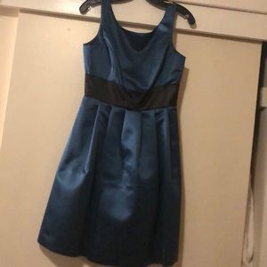 Max and Cleo teal w black waist satin 6 NWT
